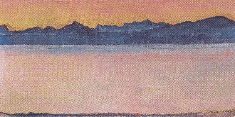 Ferdinand Hodler Genfersee mit Mont Blanc im Morgenrot